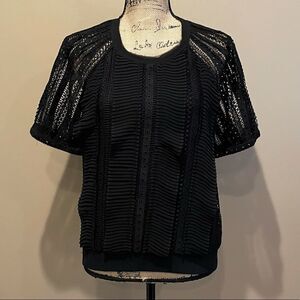 New Anthropologie Daniel Rainn Ruffled Black Blouse Small #087